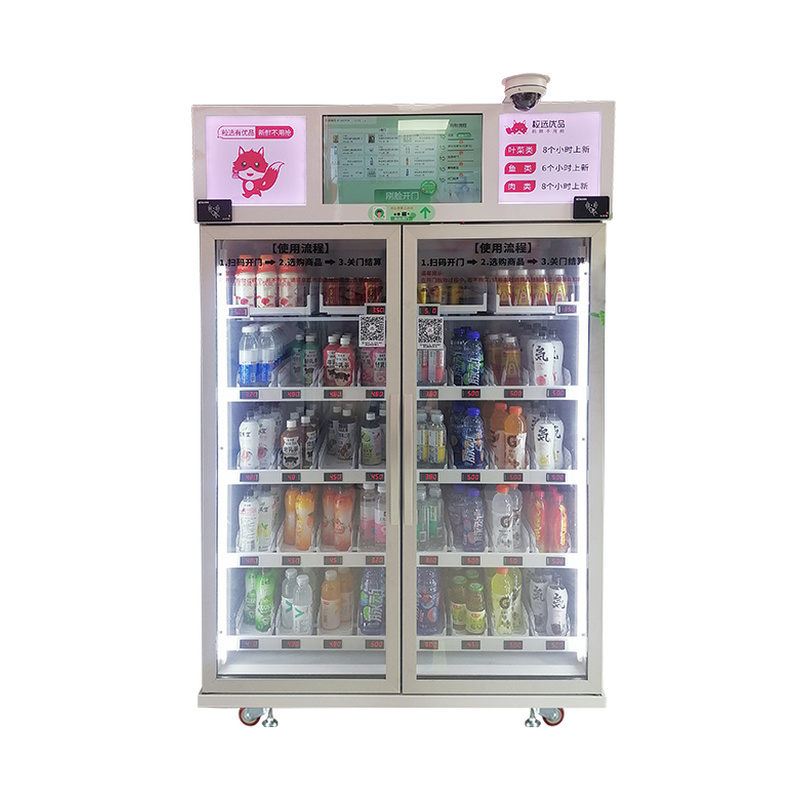 smart retail fridge vending machine with advertising screen